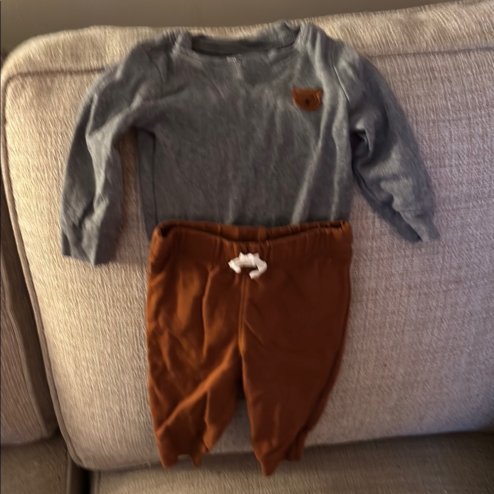Carter's Gray and Brown Matching Jogger Set Relaxed Fit